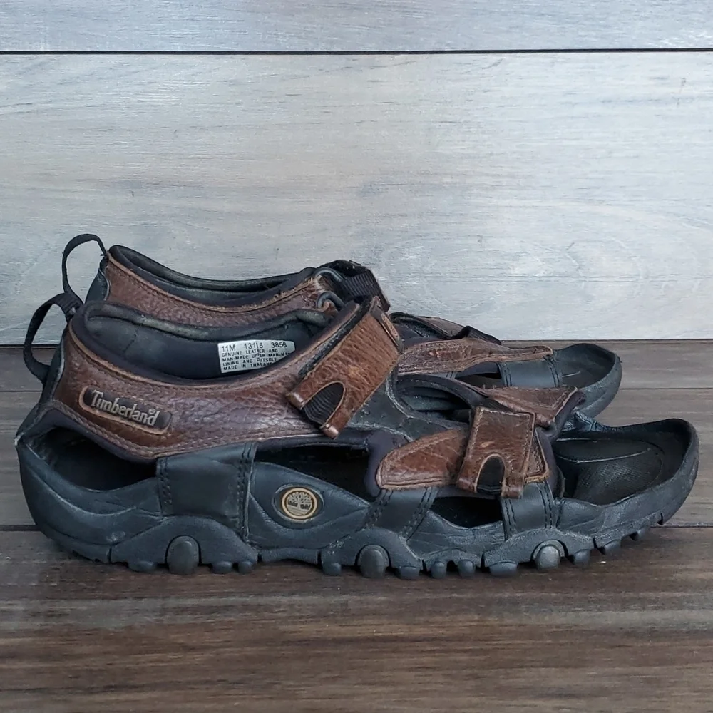 Timberland Mens Leather Outdoor Hiking Sandals Shoes sz 11M hook&loop